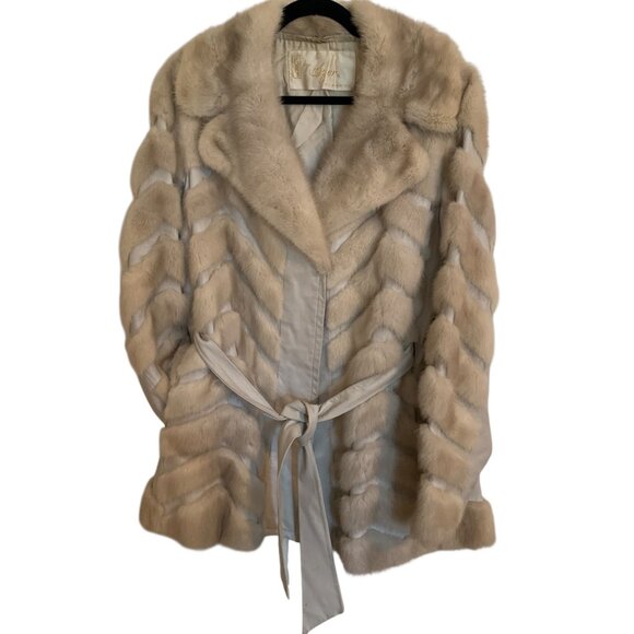 Vintage Furs By Szor & Deider Beige Mink Fur Jacket Belted Waist Old Money - Picture 10 of 16